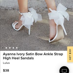 Ayanna ivory satin bow ankle strap high heel sandals